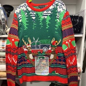 Unisex Red and Green Reindeer Sweater